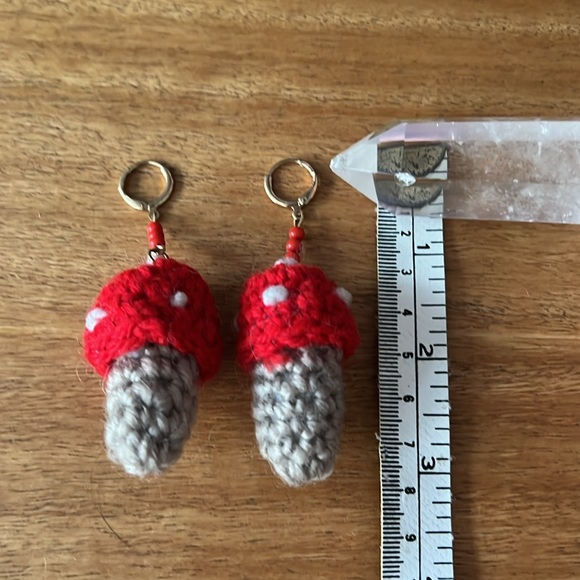 Knitted Mushroom Earrings - Picture 4 of 4